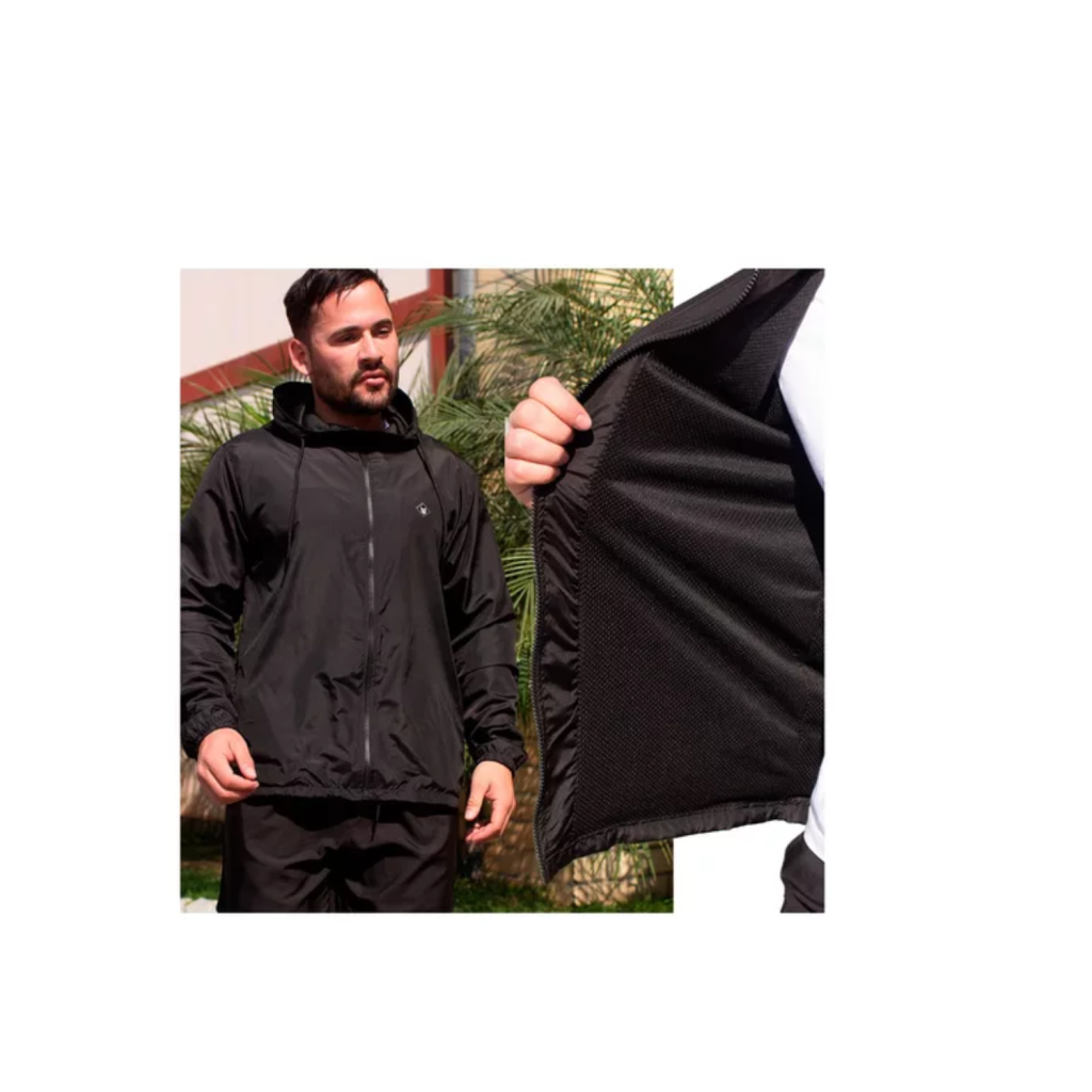 Jaqueta Corta Vento Forrada Masculina Impermeável Liso Capuz