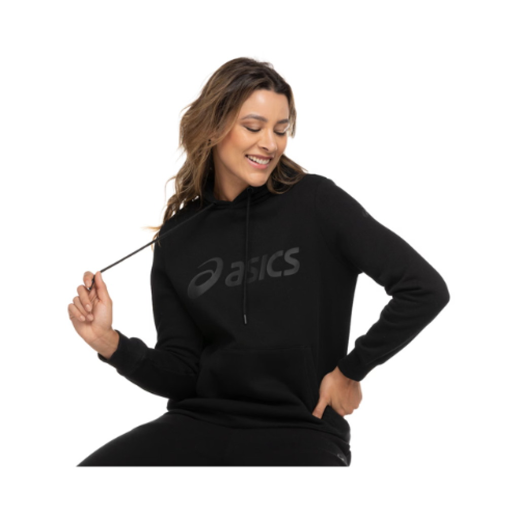 Blusa Moletom Feminina Asics com Capuz, Bolso Canguru e Forro Interno Fleece
