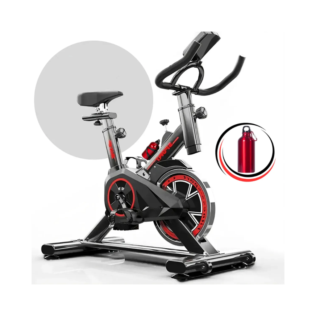 Bicicleta Ergométrica Fitness para Cardio e Musculação com base Cor Preto e Vermelho Epsilon Marca Redfin 8kg Inercia
