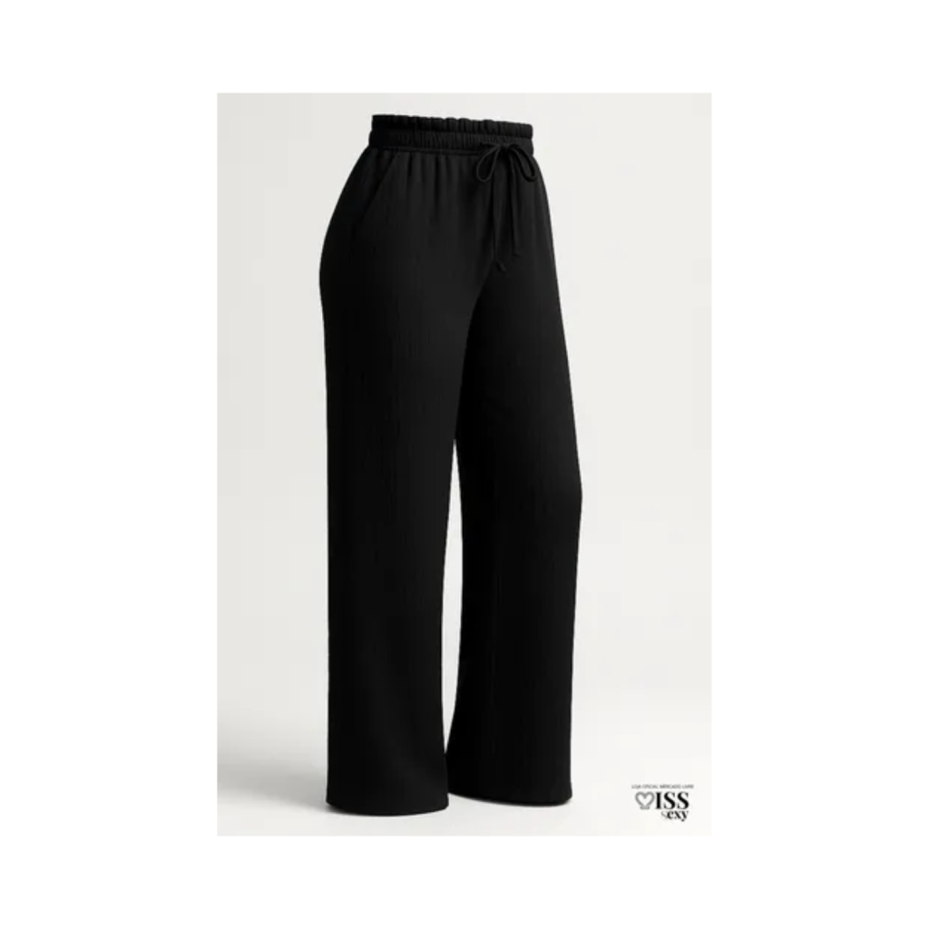Calça Feminina Alfaiataria Wide Leg Social Elegante
