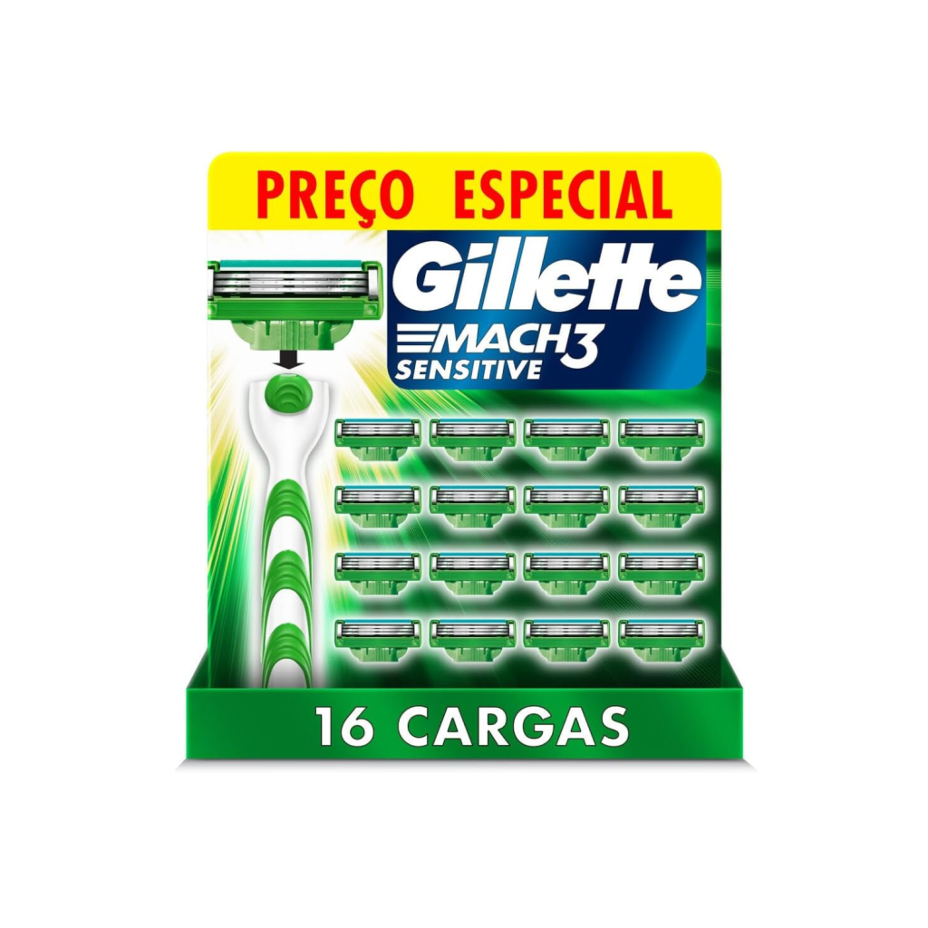 Carga para Aparelho de Barbear Gillette Mach3 Sensitive 16 unidades