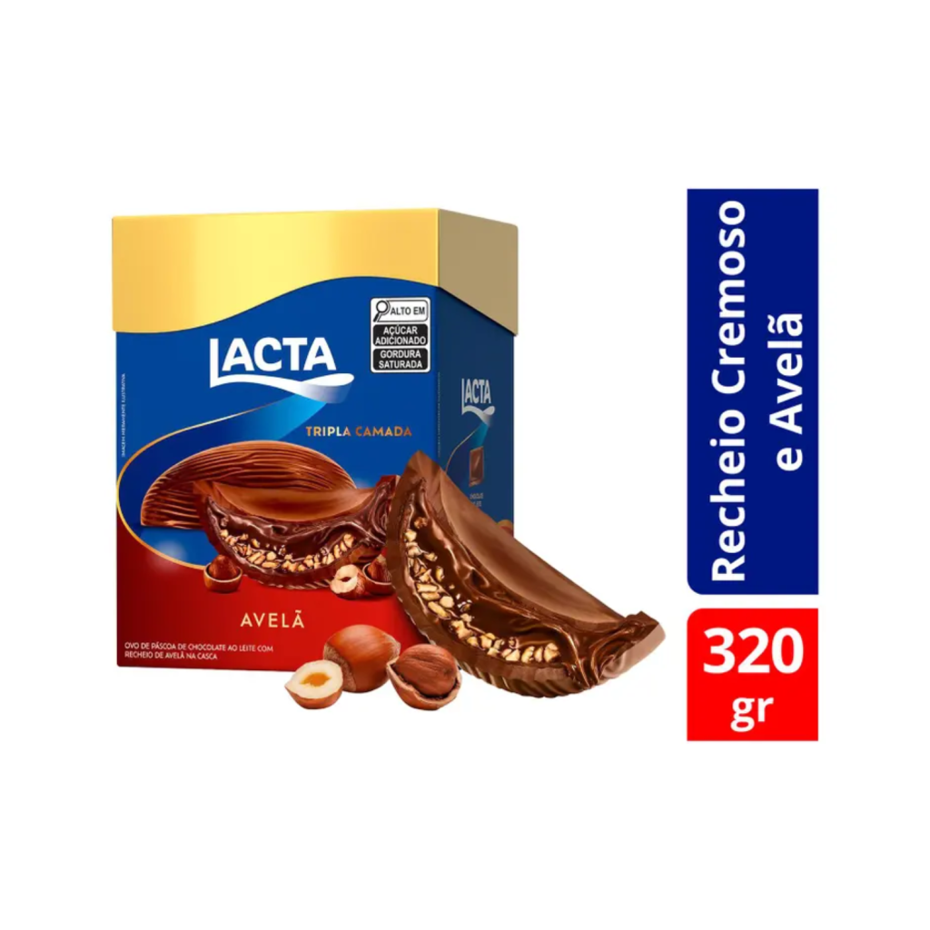 Ovo de Páscoa Lacta Tripla Camada Avelã 320g
