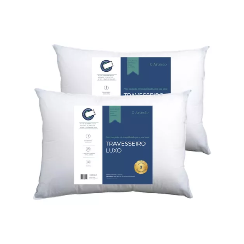 Kit 2 Travesseiro Luxo Antialérgico Regulável Macio Lavável