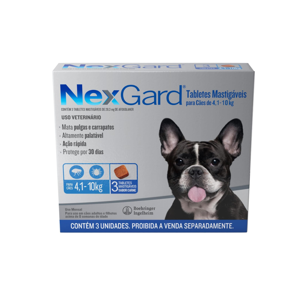 NexGard Antipulgas e Carrapatos para Cães de 4,1 a 10kg 3 tabletes