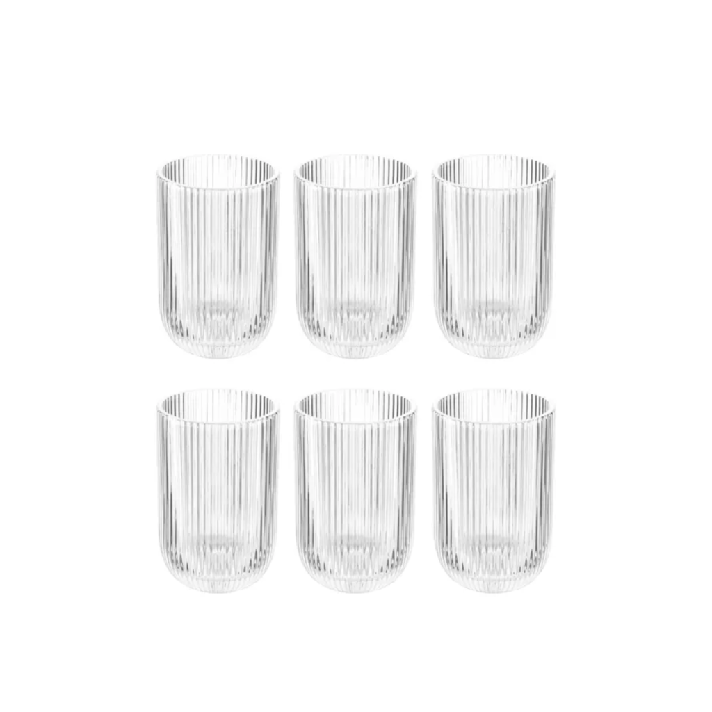 Jogo de Copos de Vidro 430ml 6 Peças Haus Concept Canelado
