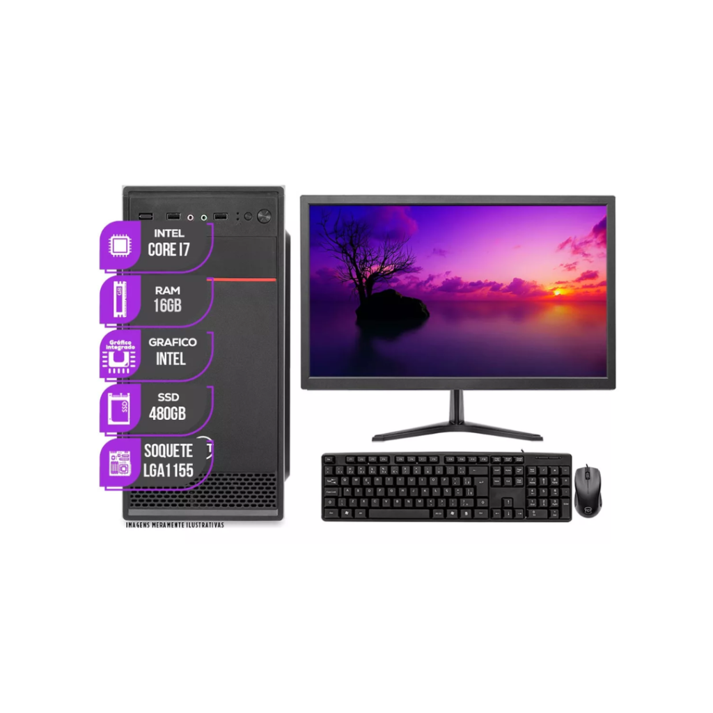 Pc Completo Mancer, Intel I7, 16gb Ram, Ssd 480gb, Monitor