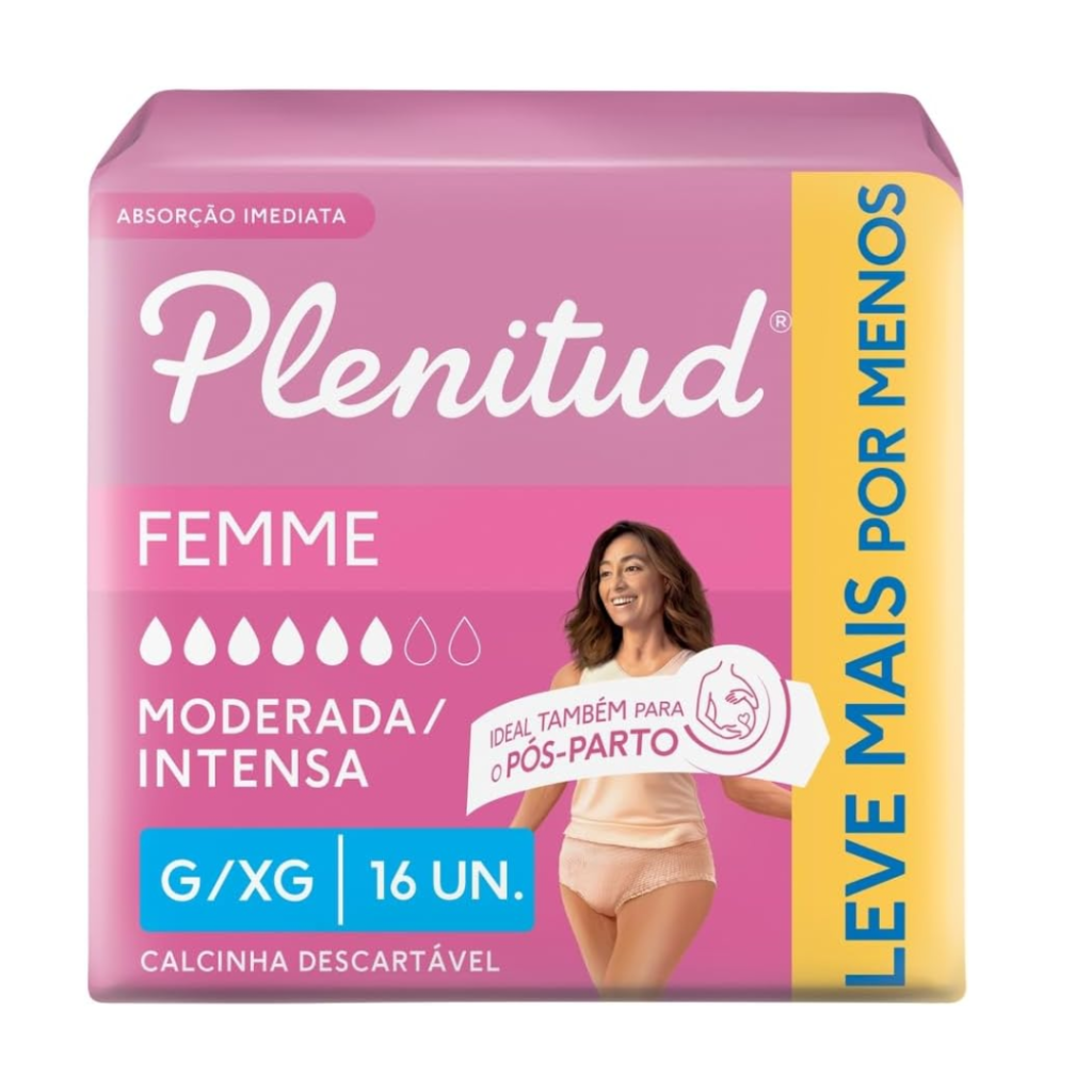 Plenitud Roupa Íntima Active Mulher, 16 unidades - G/XG - Leve 16 Pague 15