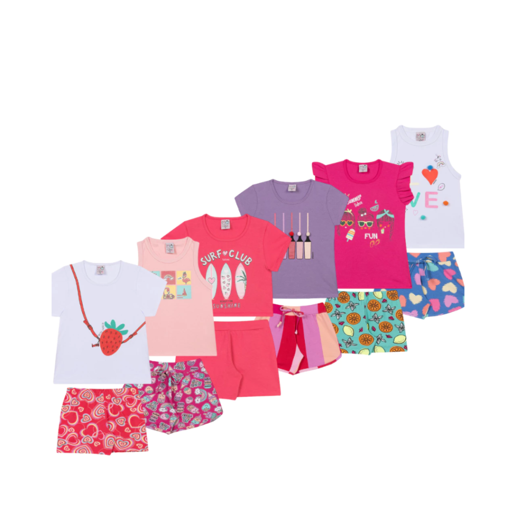 Kit 6 Peças de Roupas Infantil Menina -6 meses a 14 anos