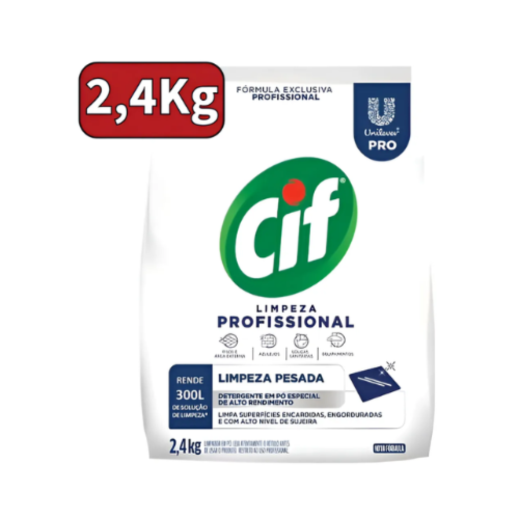 Sabão em Pó Cif 2,4kg Limpeza Profissional para Roupas Lavagem Manual e Máquina