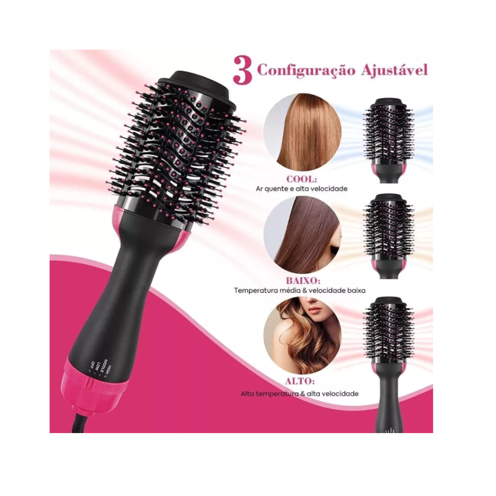 Escova Secadora Alisador Elétrica Quente Cabelo Com 3 Em1 Hair Styler 110V