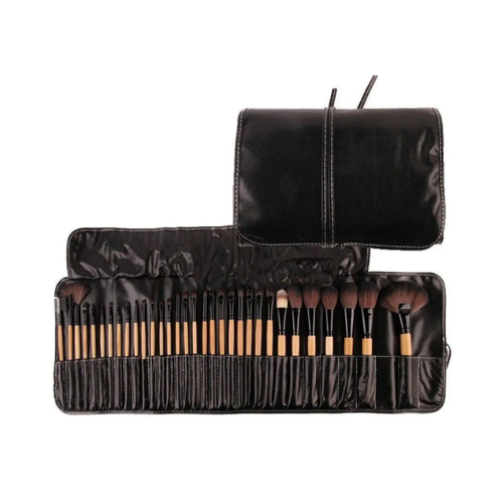 Kit 32 Pincéis de Maquiagem ANA1108 com Estojo Couro Sintético Fibras Sintéticas 21-23cm