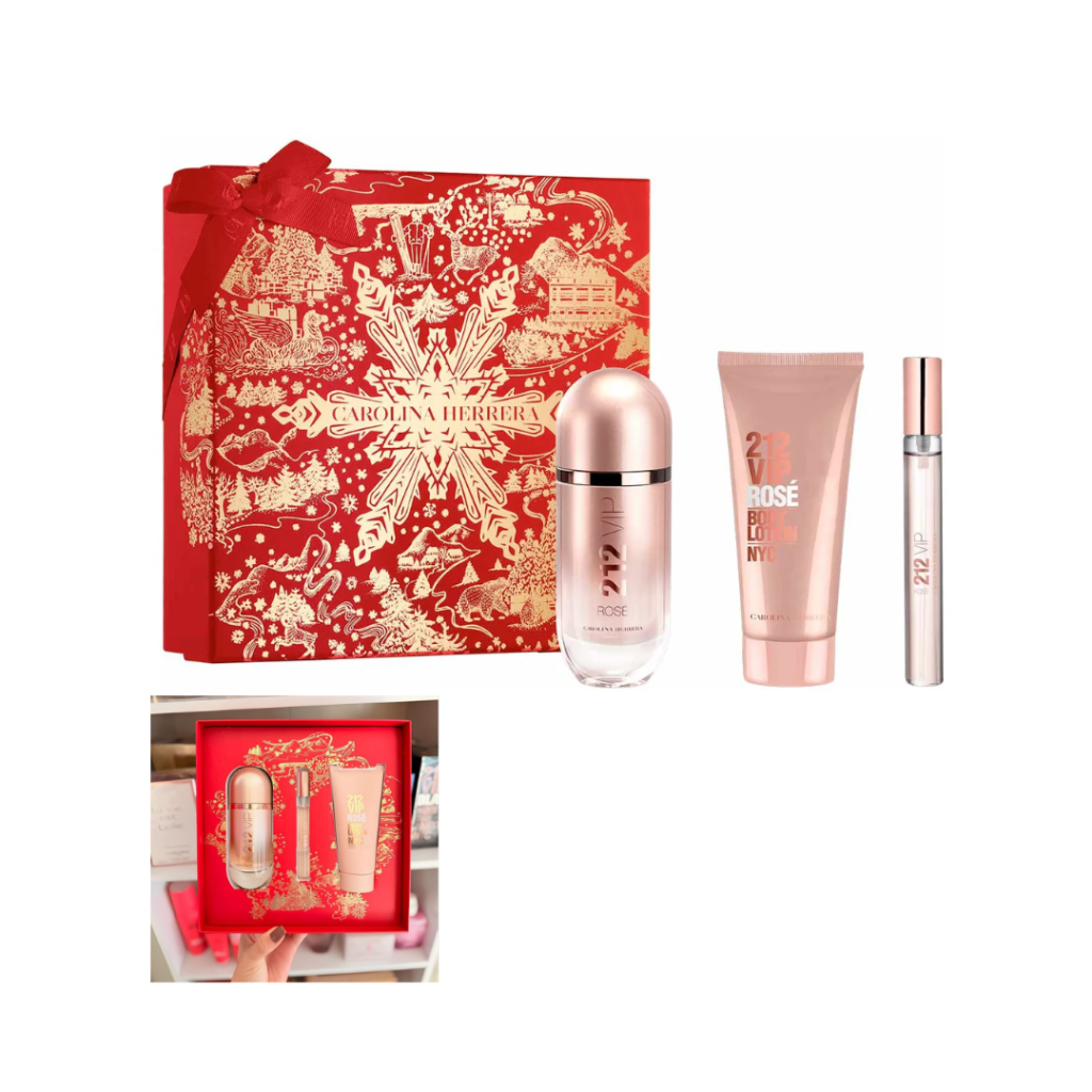212 Vip Rosé 80ml + Loção 100ml + Perfume De Bolsa 10ml