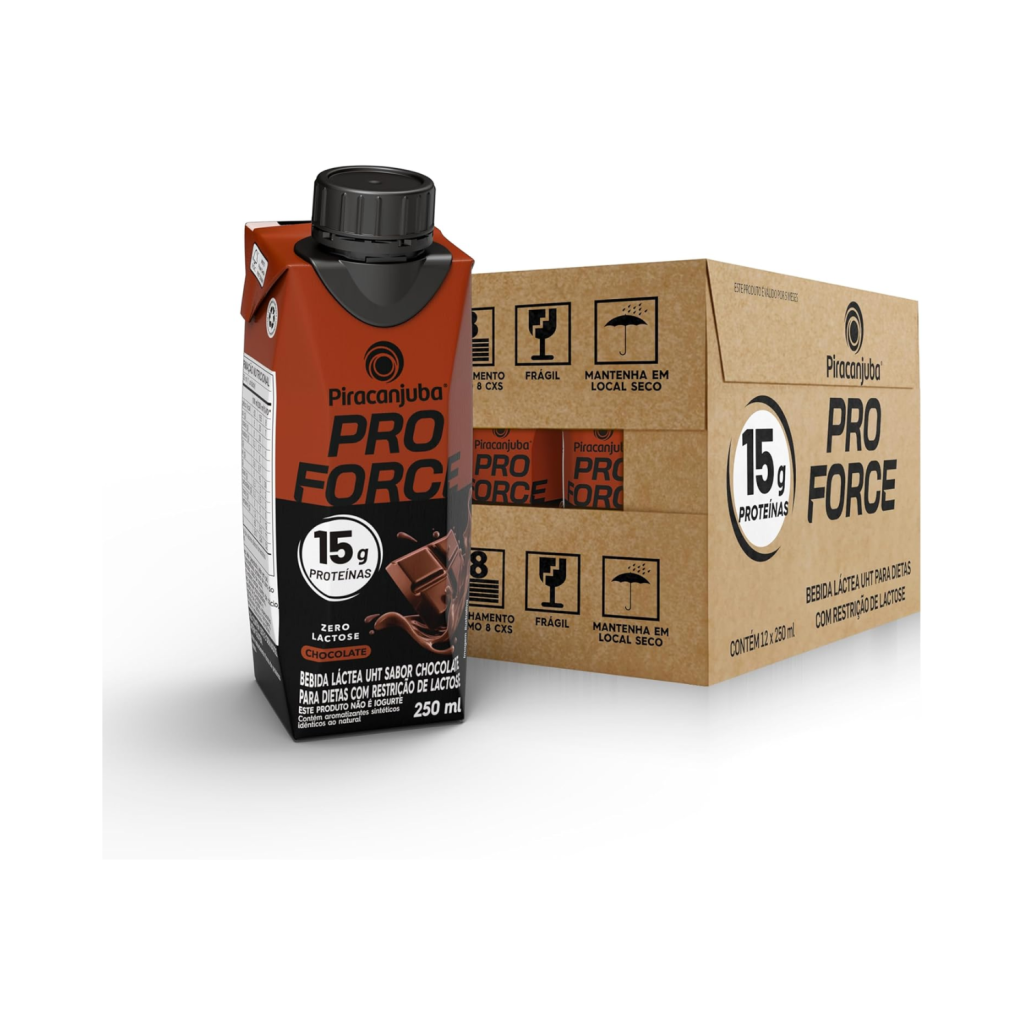 Piracanjuba ProForce 15g de Proteínas Zero Lactose Sabor Chocolate - 12 Unidades de 250ml