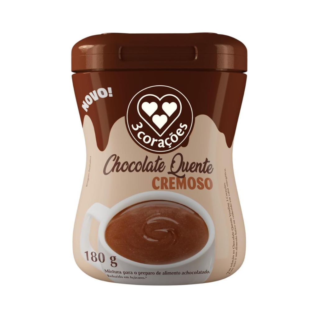 3 Corações Chocolate Quente Cremoso, 180g