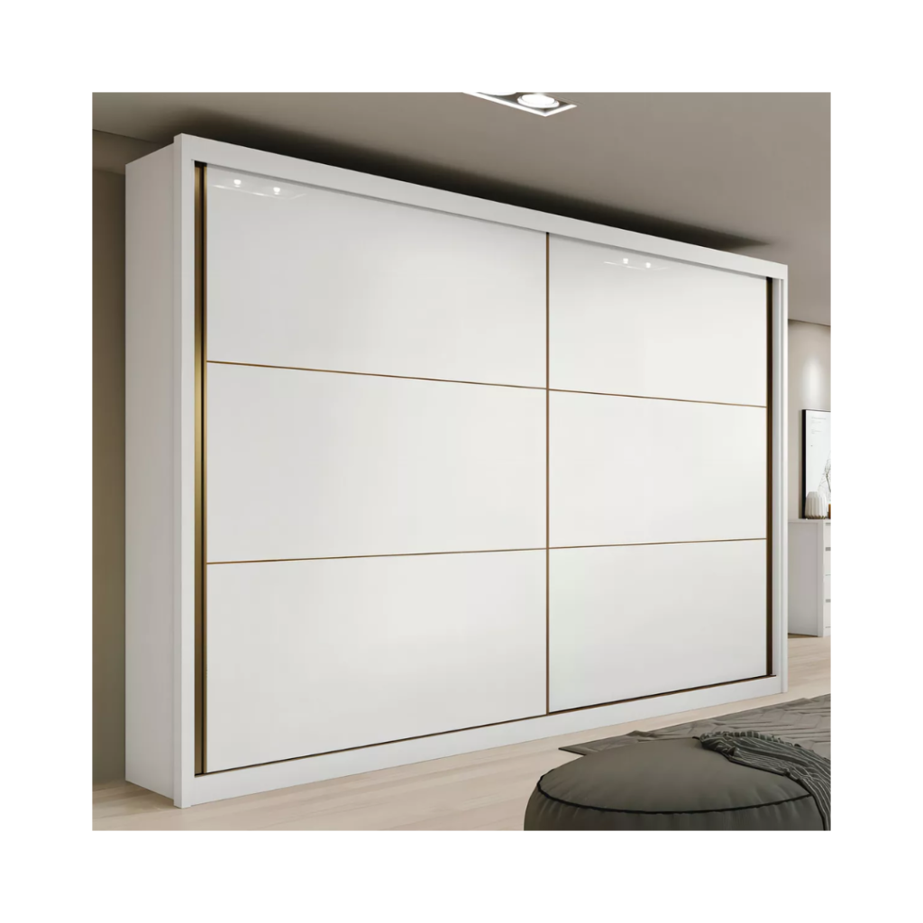 Guarda-roupa Móveis Lopas Toronto Plus cor branco de mdf com 2 portas corrediças