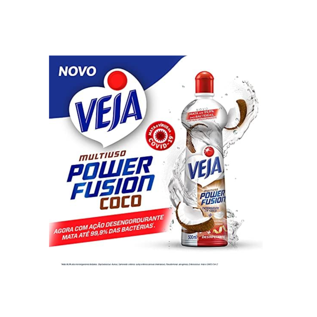 Veja Desinfetante Multiuso Power Fusion Coco 500Ml Branco/Vermelho