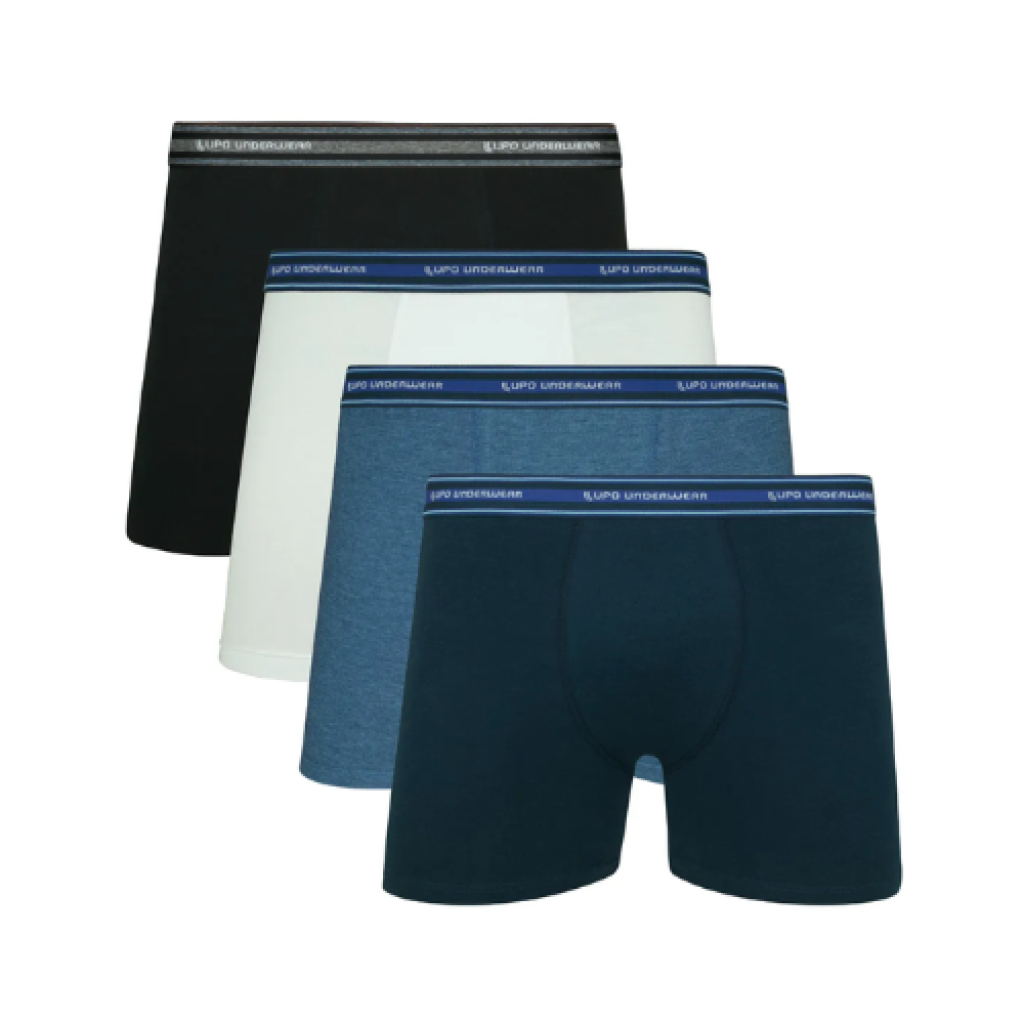 Kit 4 Cuecas Boxer Masculinas Lupo Algodão com Elástico Anatômico