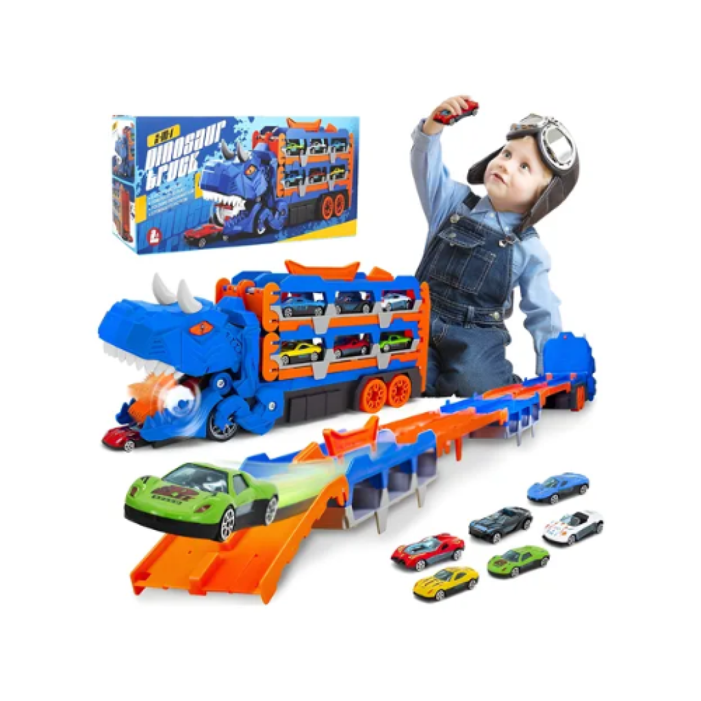Caminhão De Brinquedo Engolir Dinossauro Ym5500 Com 6 Carrinhos Liga Abs Infantil
