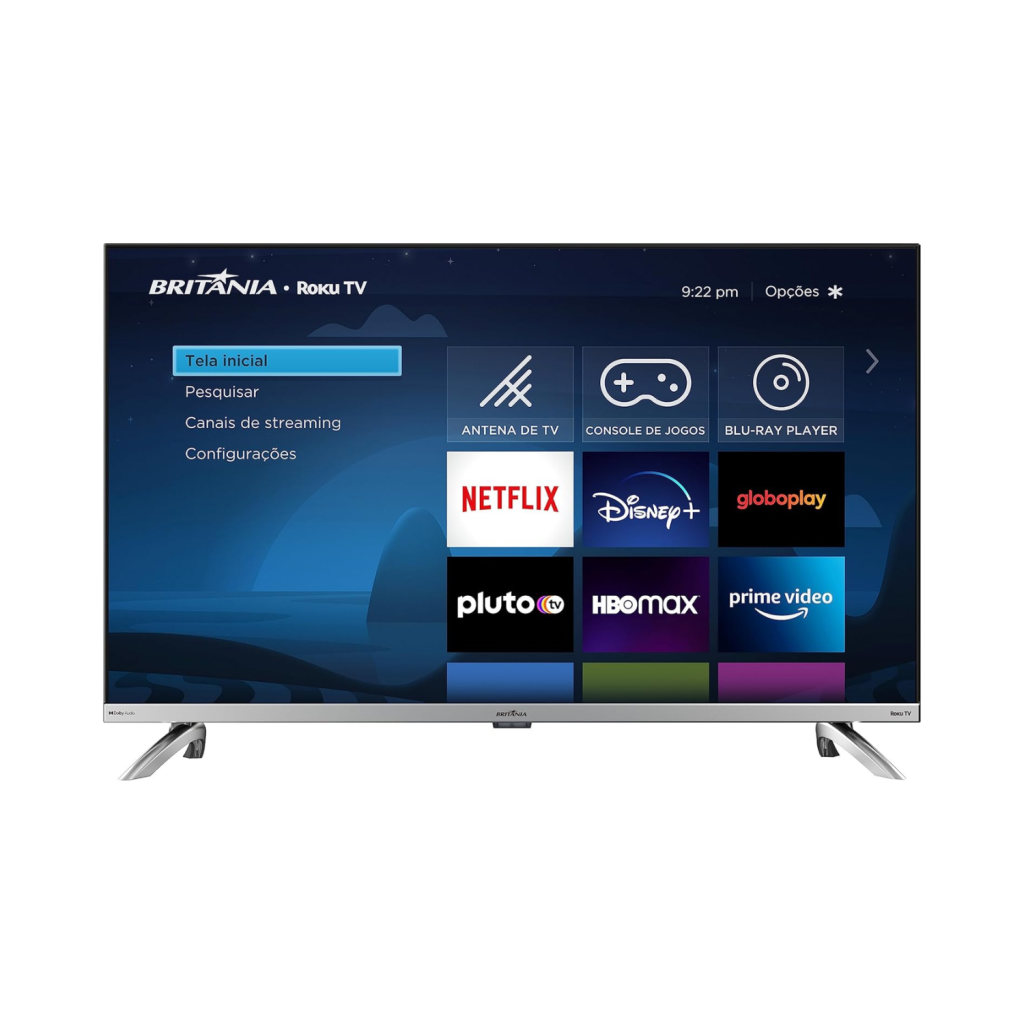 Smart TV 32” Britânia Roku LED Dolby Audio BTV32G7PR2CSGBLH