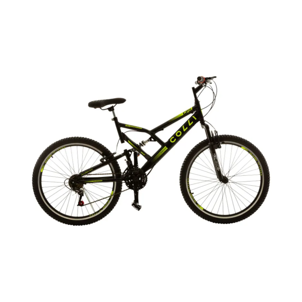 Bicicleta Aro 26 Colli GPS MTB 21 Marchas Freio V-Brake Aço Carbono Suspensão Dupla
