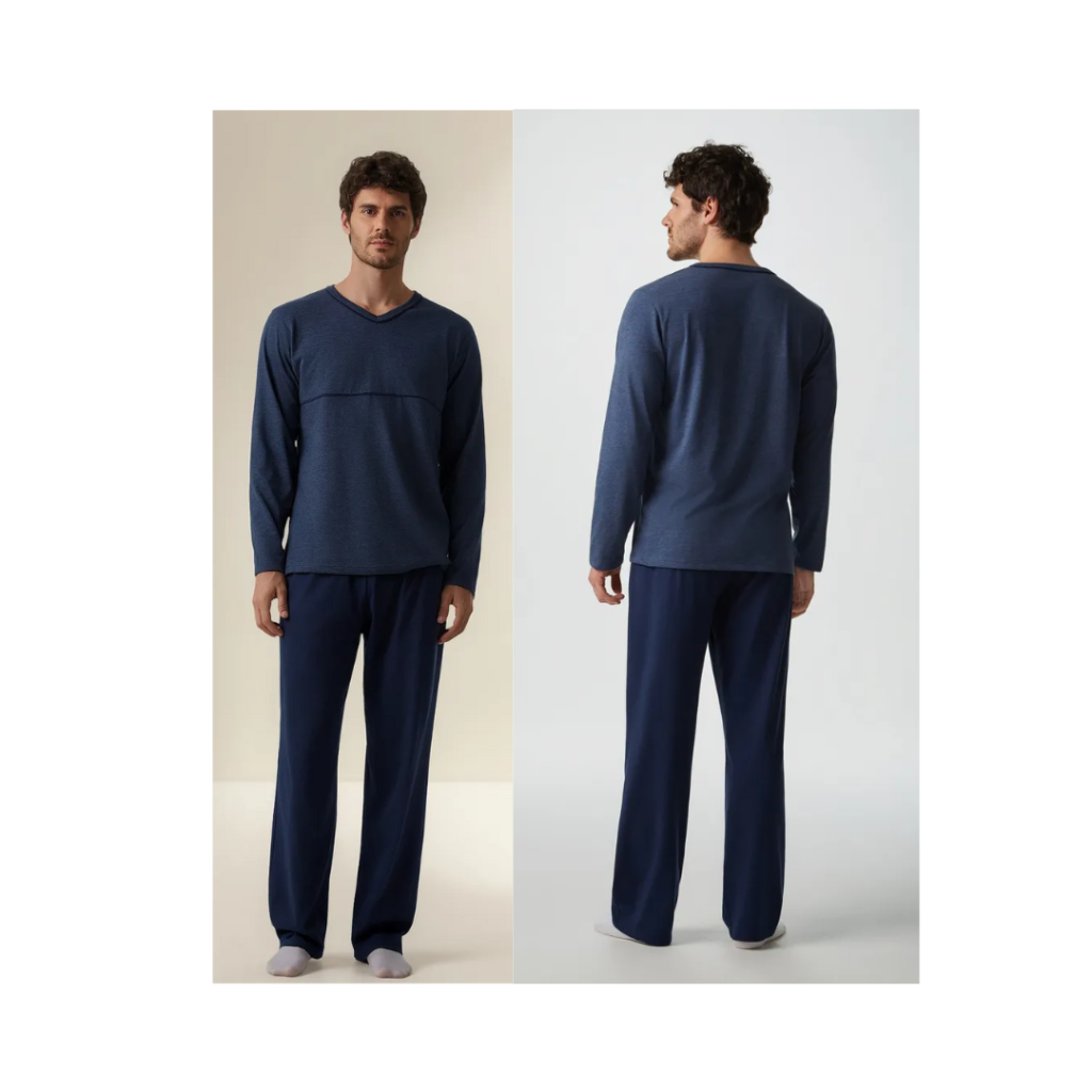 Pijama Masculino Longo Com Decote V Hering