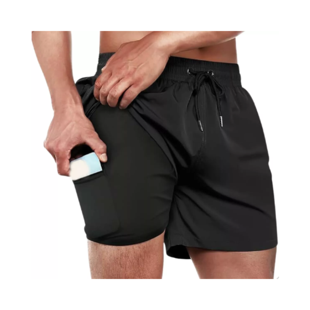 Shorts 2 em 1 Masculino Academia Compressão com Bolso Secreto e Forro Térmico Outras