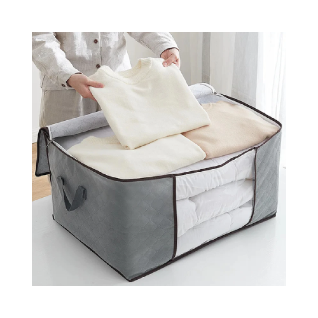Caixa Organizadora de TNT 59x37x32cm Anti-Poeira e Umidade para Roupas e Cobertores