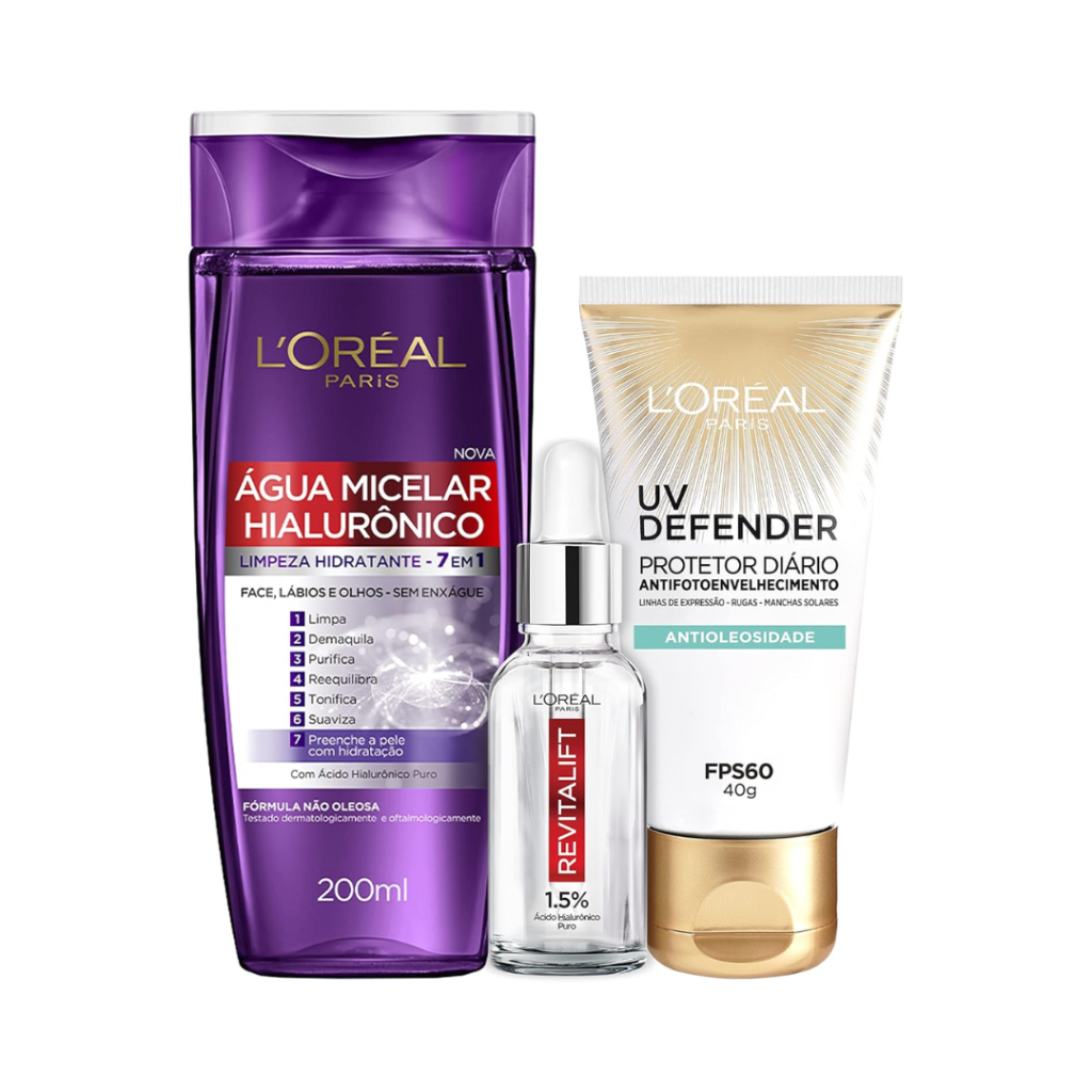 Kit L'Oréal Paris: Água Micelar + Sérum + UV Defender Antioleosidade