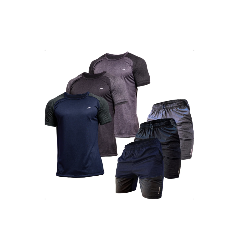 Kit 3 Conjunto Dry Fit Masculino Academia Fitness Lisa Malha