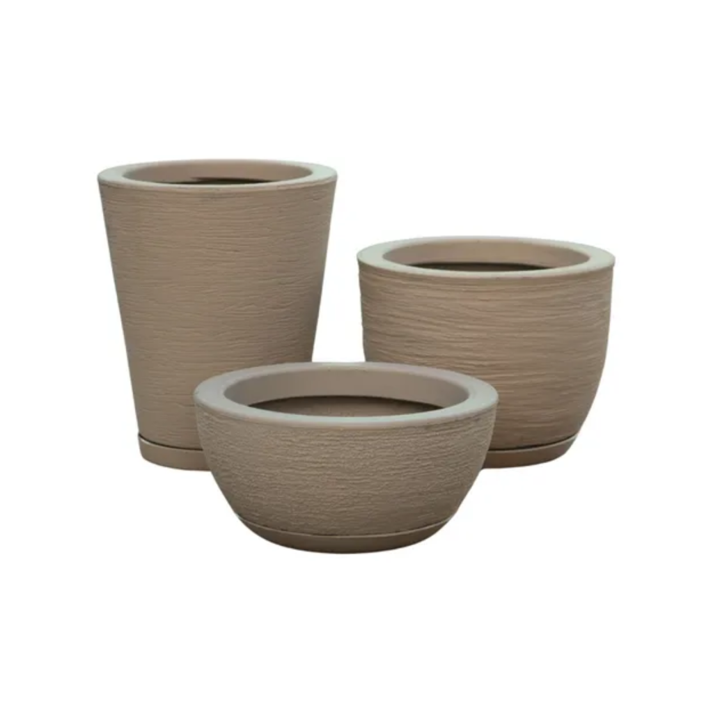 Kit 3 Vasos Polietileno Para Plantas Decorativo Cone Bacia