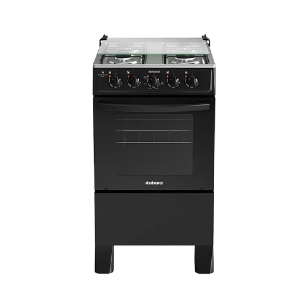Fogão de Piso Itatiaia 4 Bocas Star Clean New, Acendimento Manual, Forno 48L, Preto