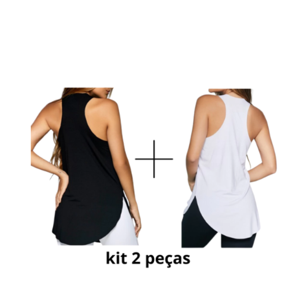 Kit 2 Camisetas Fitness Feminina Tapa Bumbum em Microfibra para Academia e Crossfit