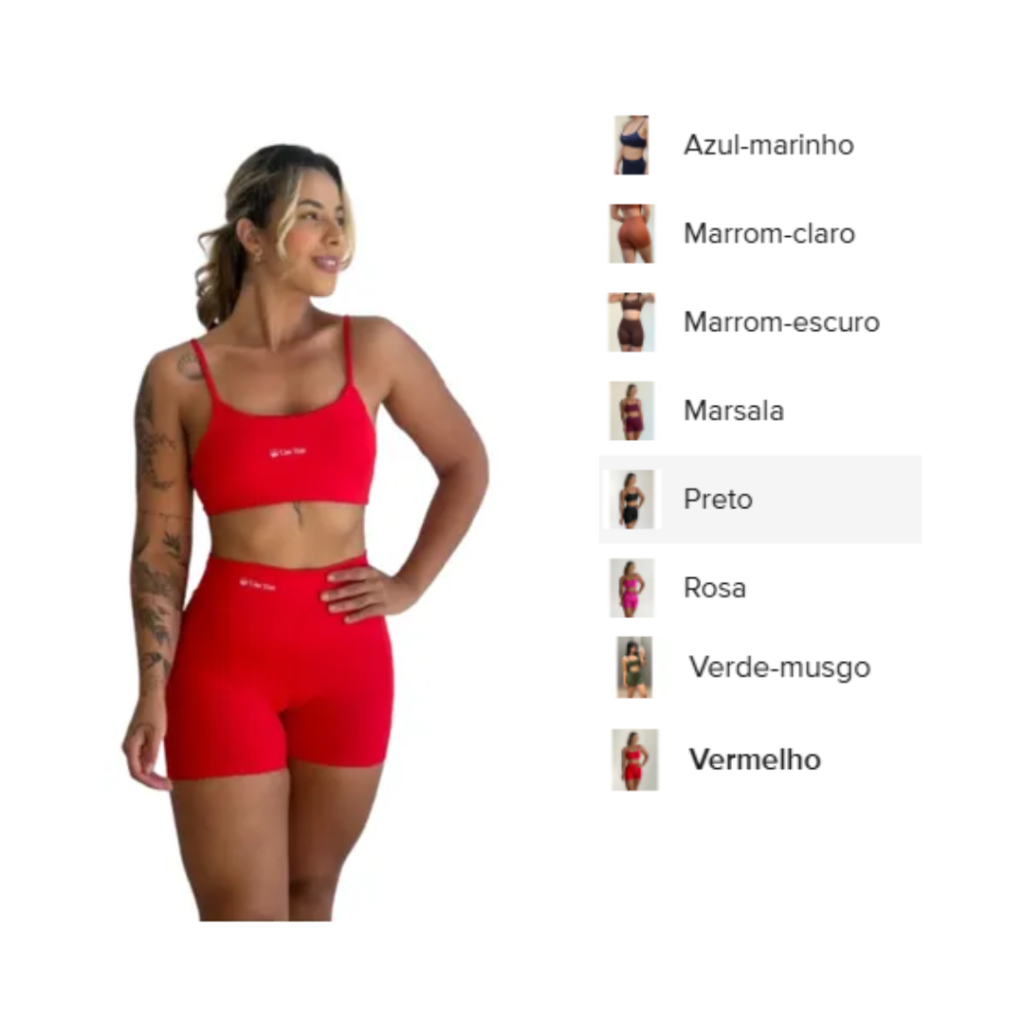 Conjunto Fitness Virginia Top Shorts Meia Coxa Cintura Alta