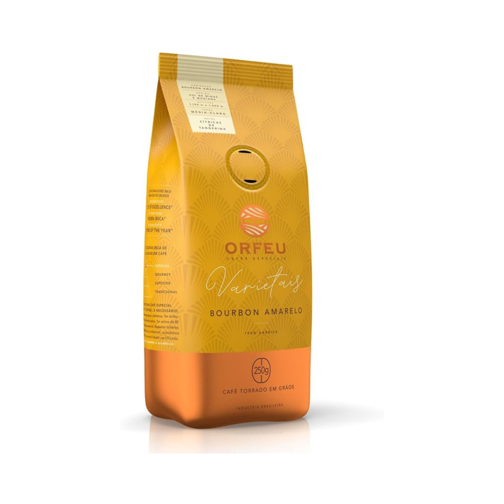 Orfeu Café Bourbon Amarelo em Grãos, 100% Arabica, Torra Média Clara 250g