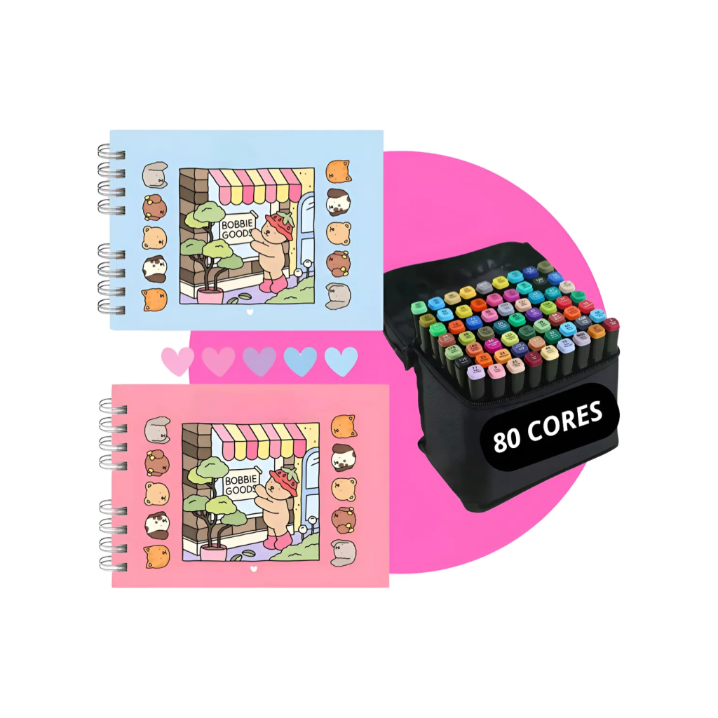 Kit Bobbie Goods + 80 Canetinhas Coloridas Pintar Diversão