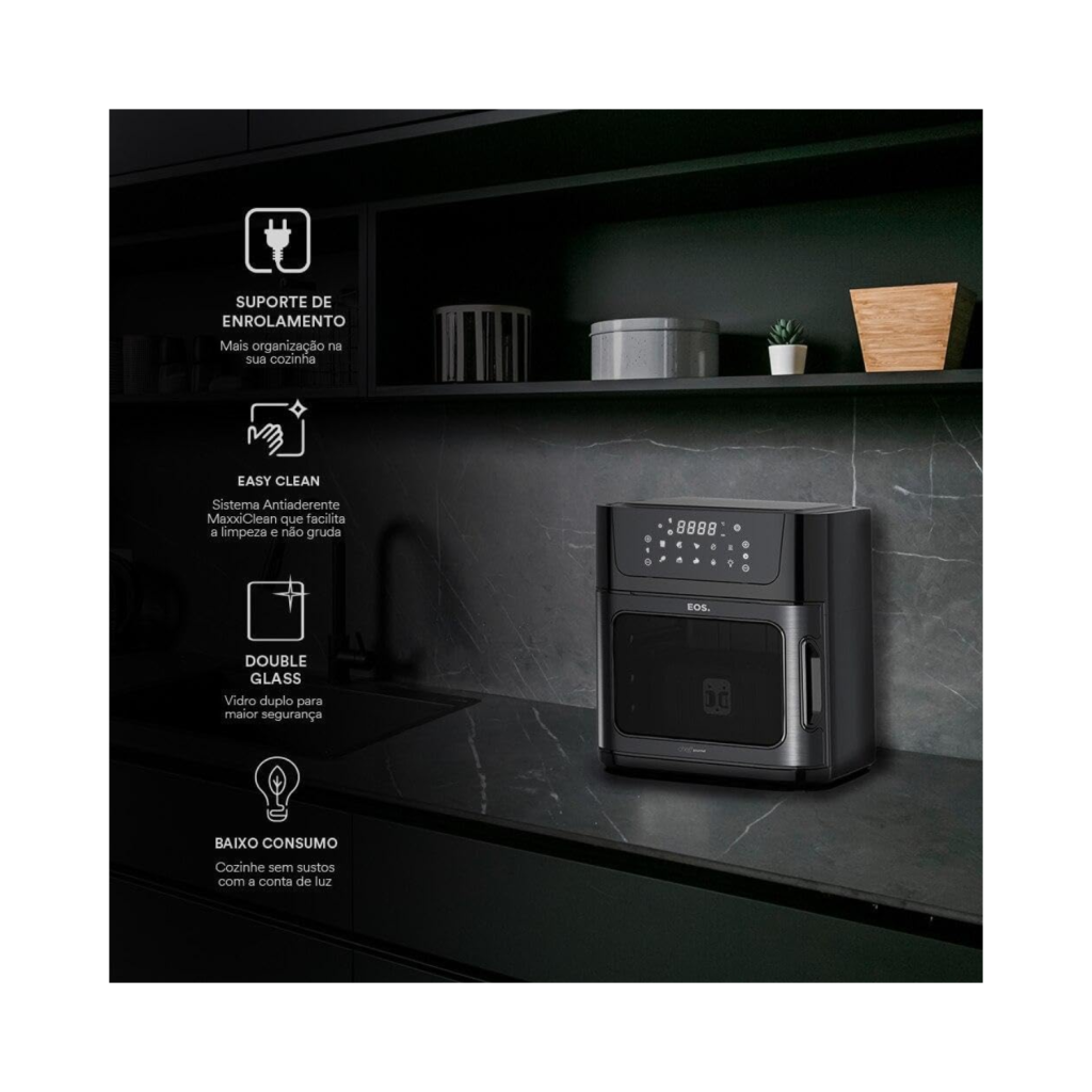 Fritadeira Air Fryer Oven EOS 15 Litros Digital Inox All Black EAF15IP 110V