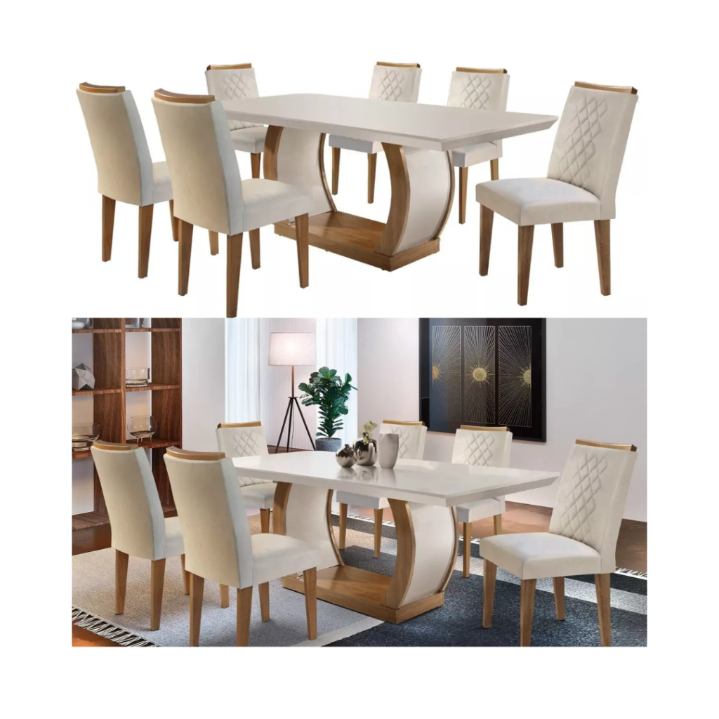 Conjunto Sala de Jantar 6 Cadeiras Kate Espresso Móveis