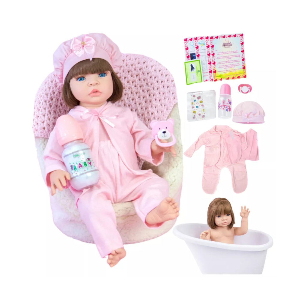 Boneca Bebê Reborn Silicone Realista Banho Permitido
