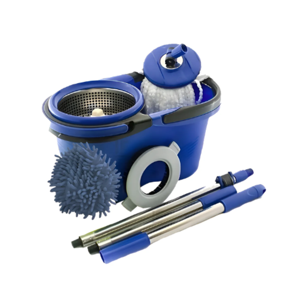 Esfregão Mop Perfect Pro Balde Inox 16L com 3 Refis e Cabo Extensível 1,60m Limpeza 360°