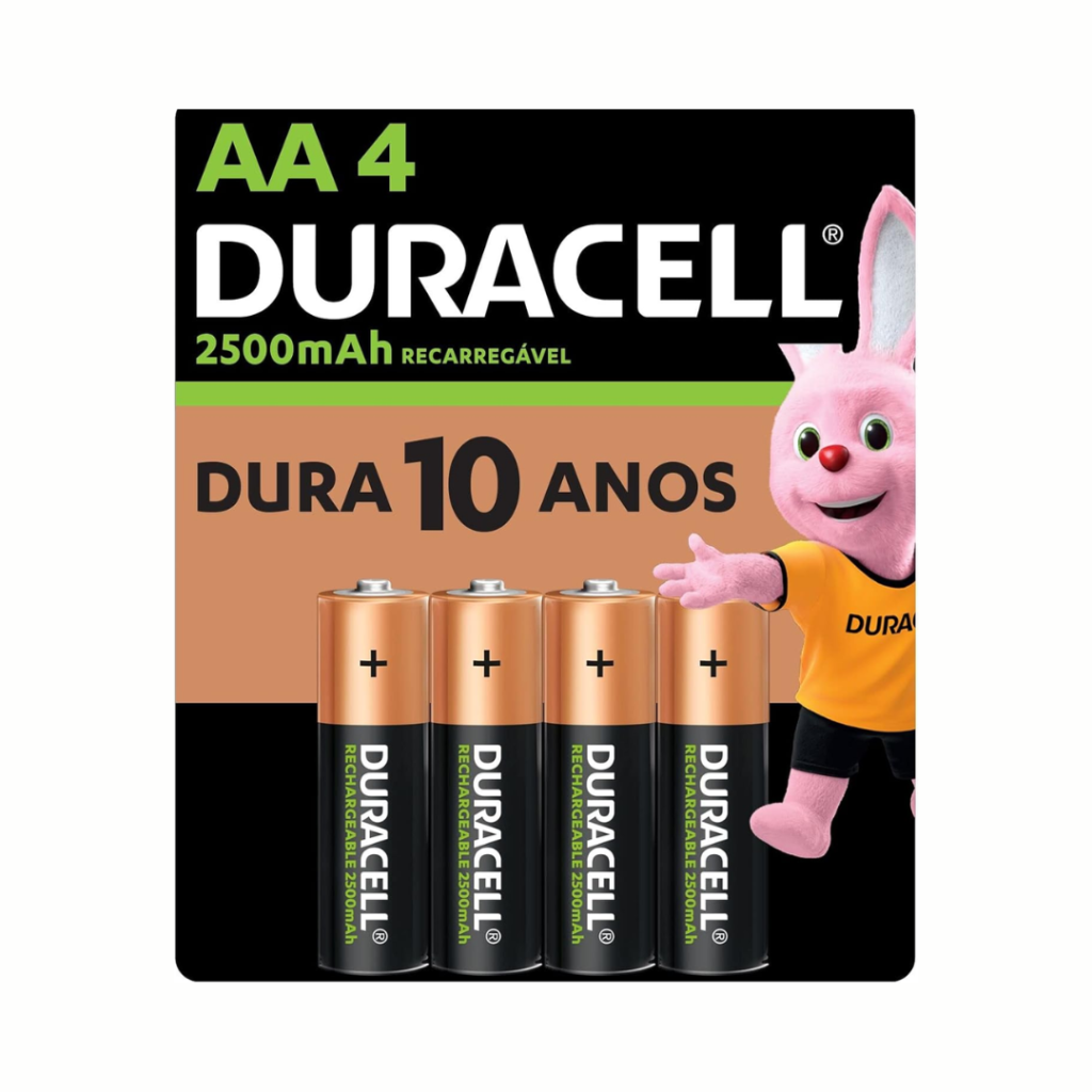 Pilha Recarregável AA Pequena DURACELL Com 4 Unidades
