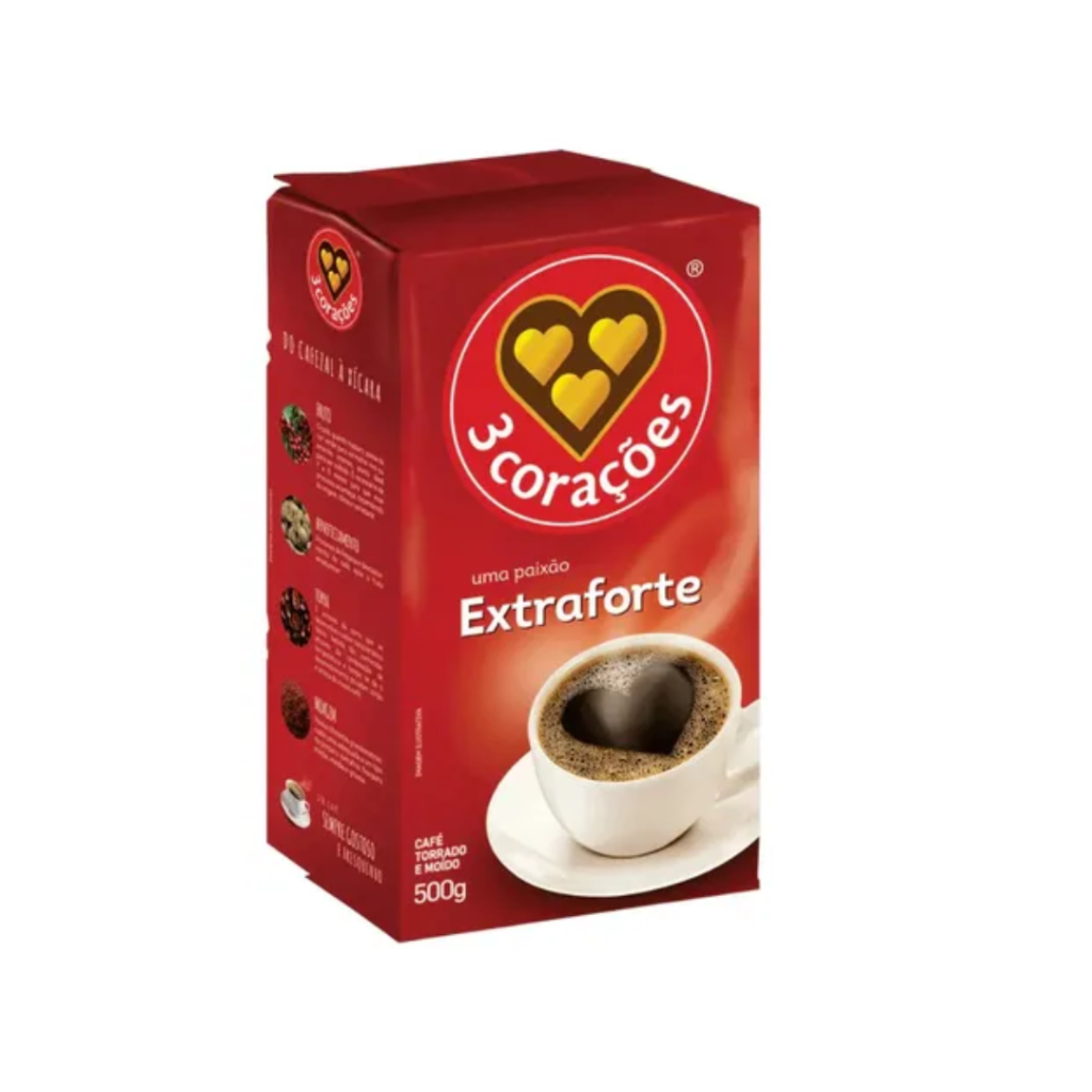 Café Torrado e Moído a Vácuo Extraforte Pacote 500g 3 Corações