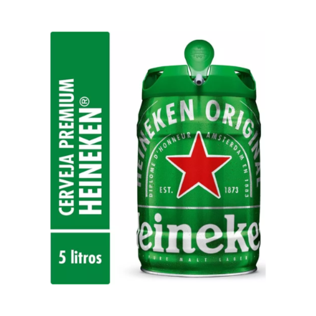 Cerveja Lager Heineken Premium Barril 5 Litros com Sistema de Pressão Integrado
