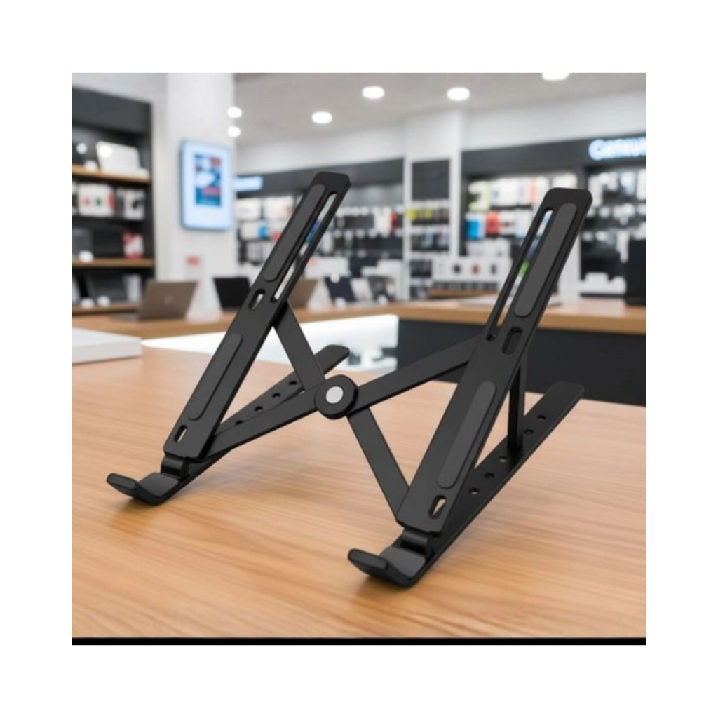 Suporte Ajustável para Notebook –  Antiderrapante e Dobrável para Apoio de Notebook e Laptops – Compatível com Todas as Marcas (Preto)