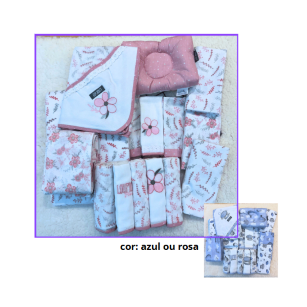 Kit 15 Peças Enxoval Completo Estampado Bordado Premium Menino ou Menina