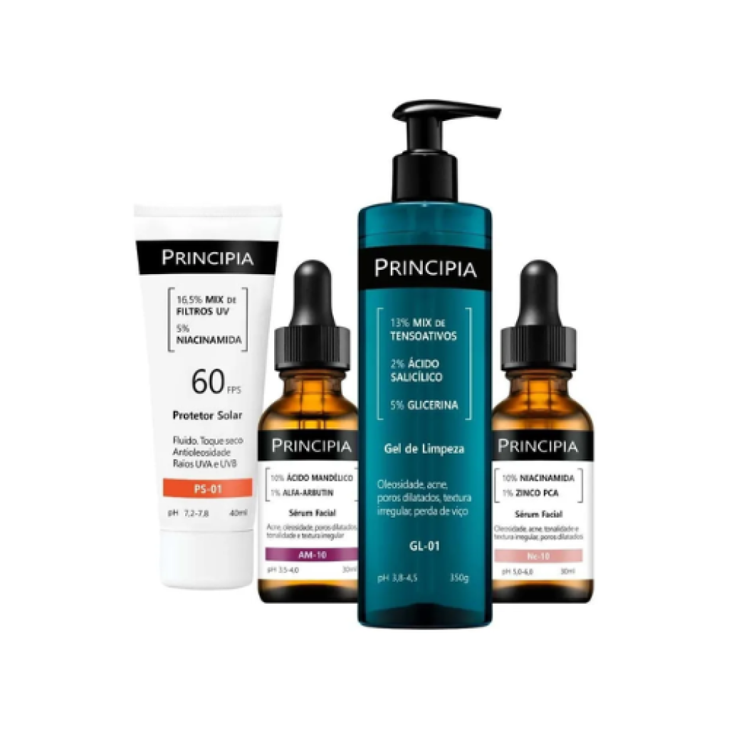 Kit Anti-Manchas Principia Skincare Rotina Completa Dia e Noite com Protetor Solar FPS 60