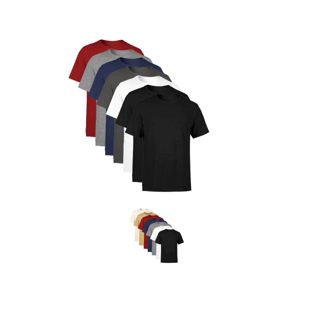 Kit 7 Camisetas Masculina Manga Curta Lisa Algodão Premium