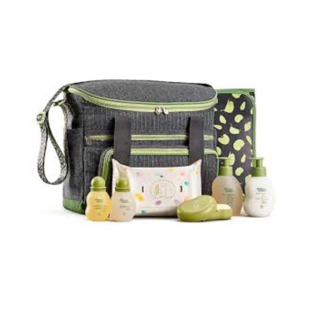 Conjunto Bolsa com Trocador Mamãe e Bebê Natura + Produtos Essenciais