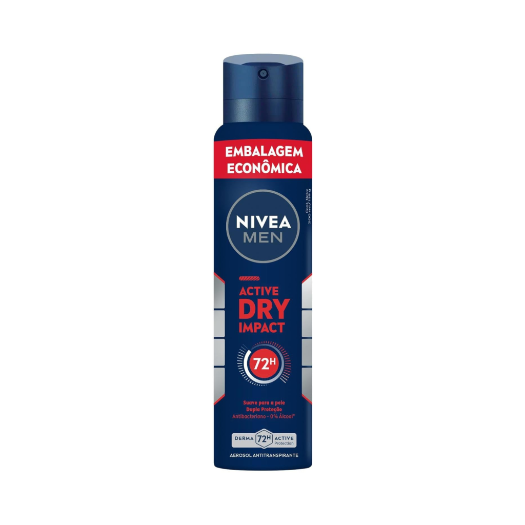 NIVEA MEN Desodorante Antitranspirante Aerossol Dry Impact 200ml - Alta proteção eficaz de 72 horas contra suor e mau odor