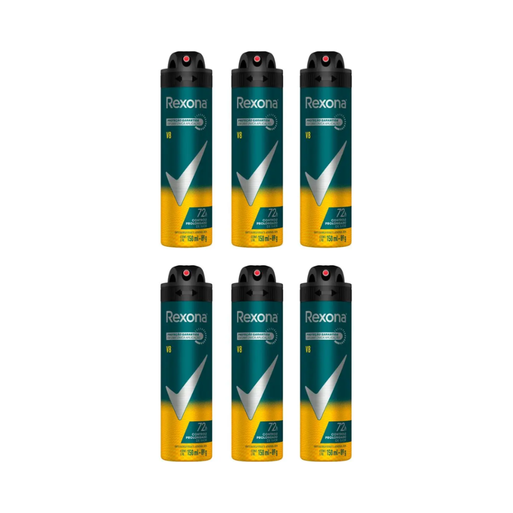 Desodorante Antitranspirante Aerossol Rexona - Motion Sense V8 Masculino 150ml (Kit com 6 Unidades)