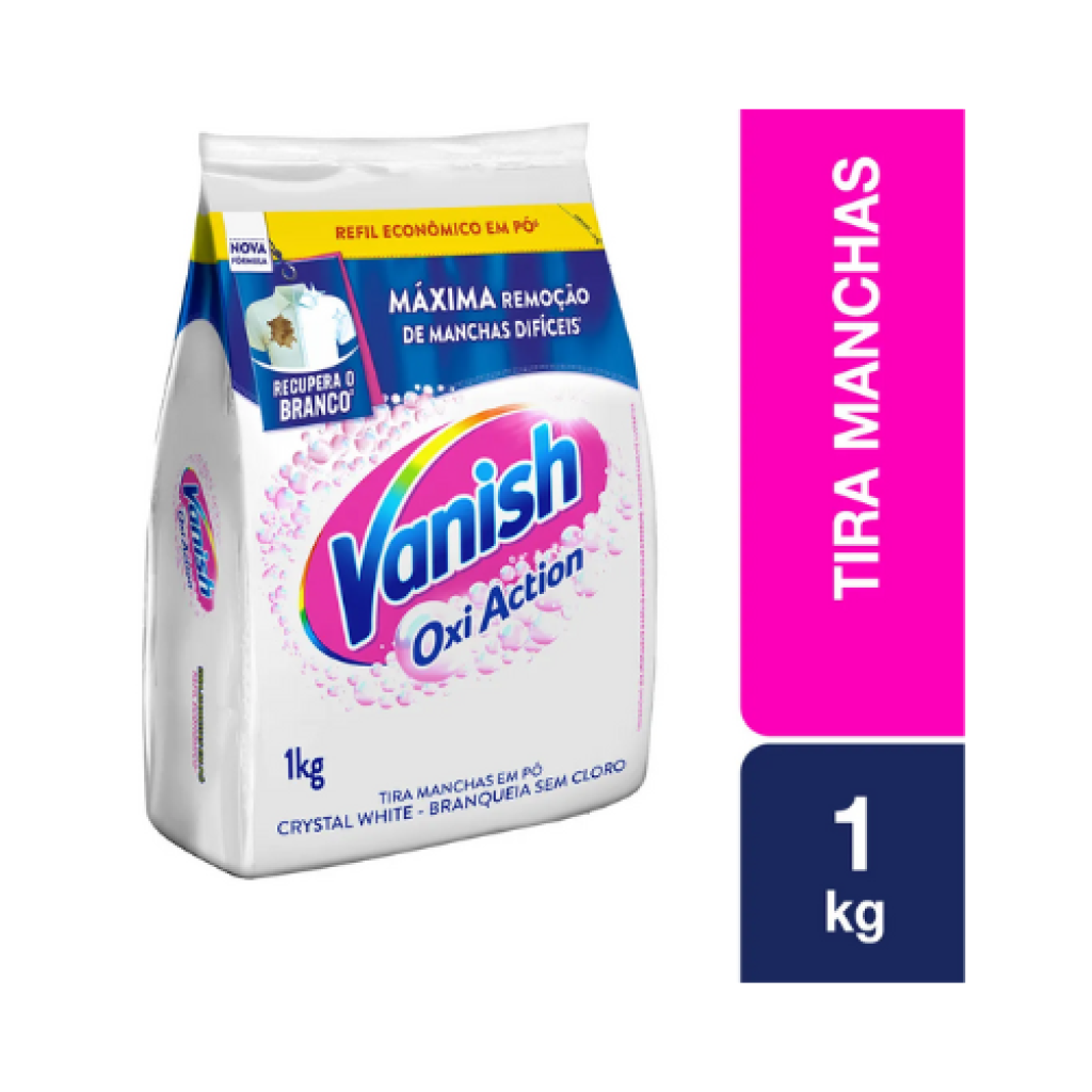 Vanish Tira Manchas em Pó Crystal White Oxi Action para Roupas Brancas Refil 1kg